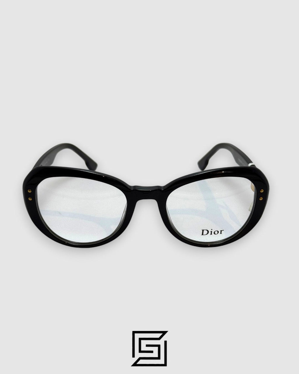 Dior CD555 Optical Glasses - Black Acetate Frame with Gold CD Logo