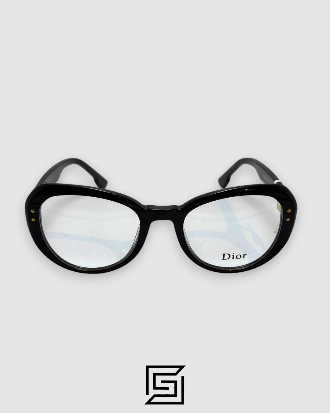 Dior CD555 Optical Glasses - Black Acetate Frame with Gold CD Logo
