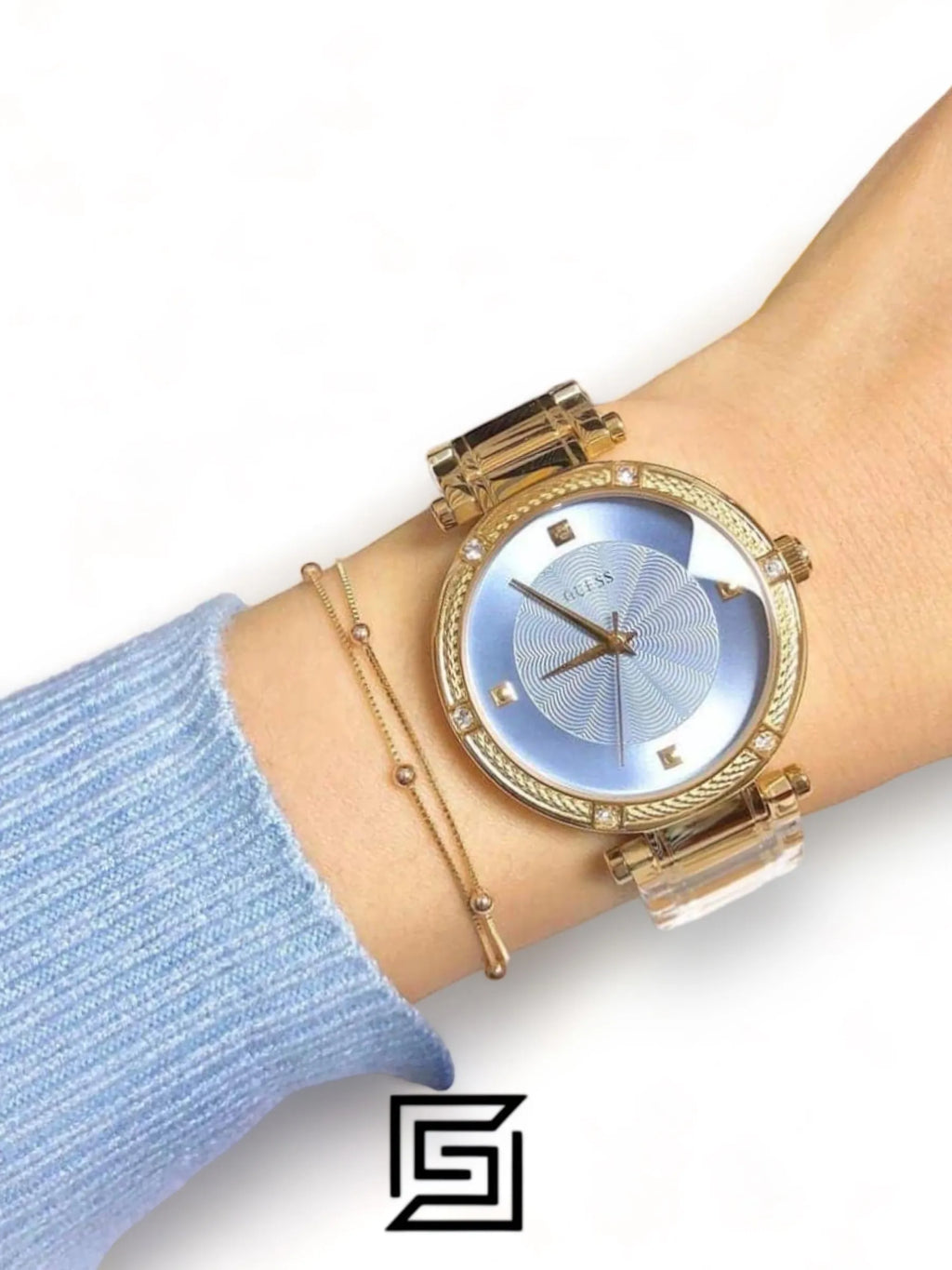 original-watches GUESS Dressy Gold-tone Blue Dial - W0695L2