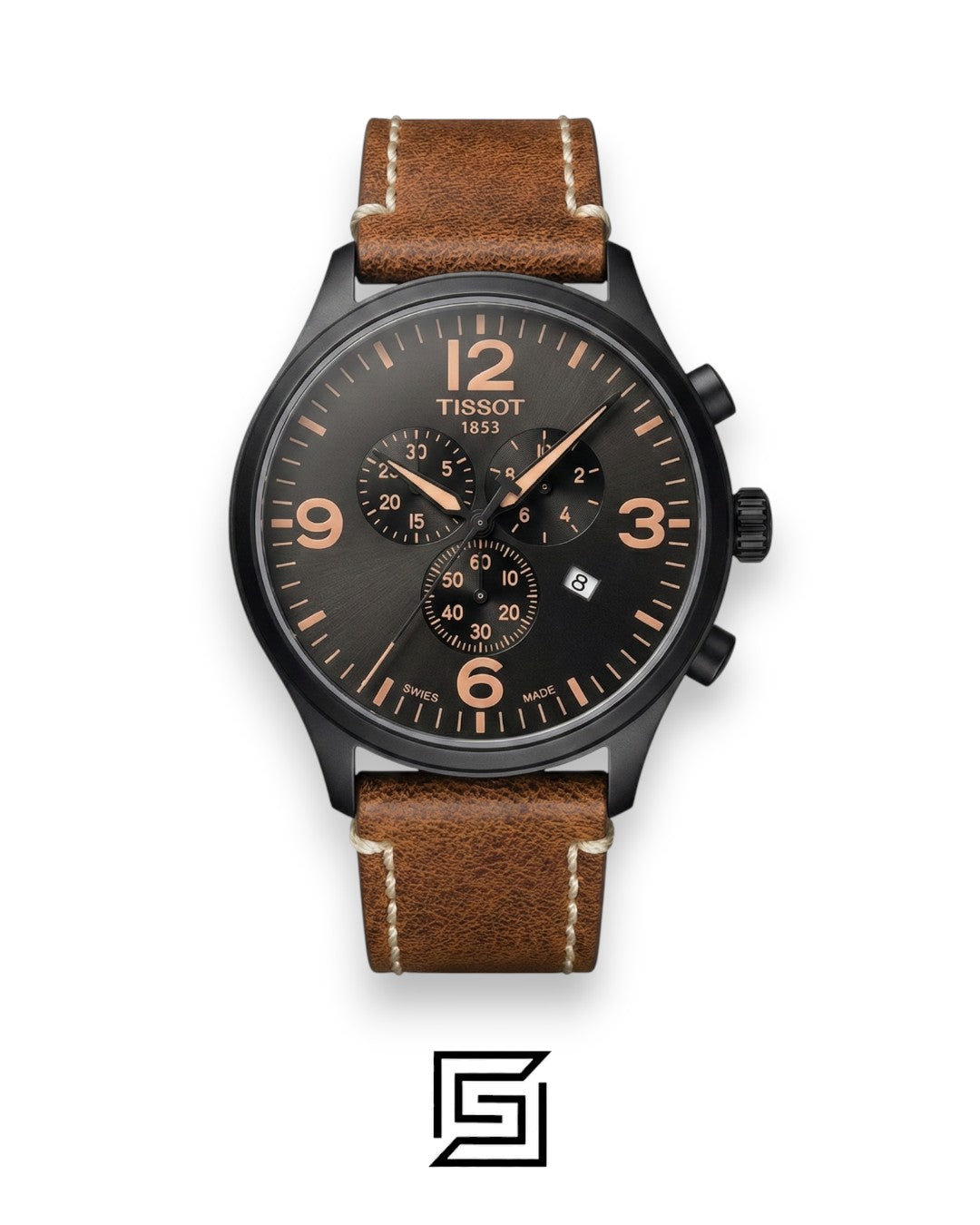 Tissot Chrono Grey Brown - TM6617 - Leather Strap - Japanese Quartz