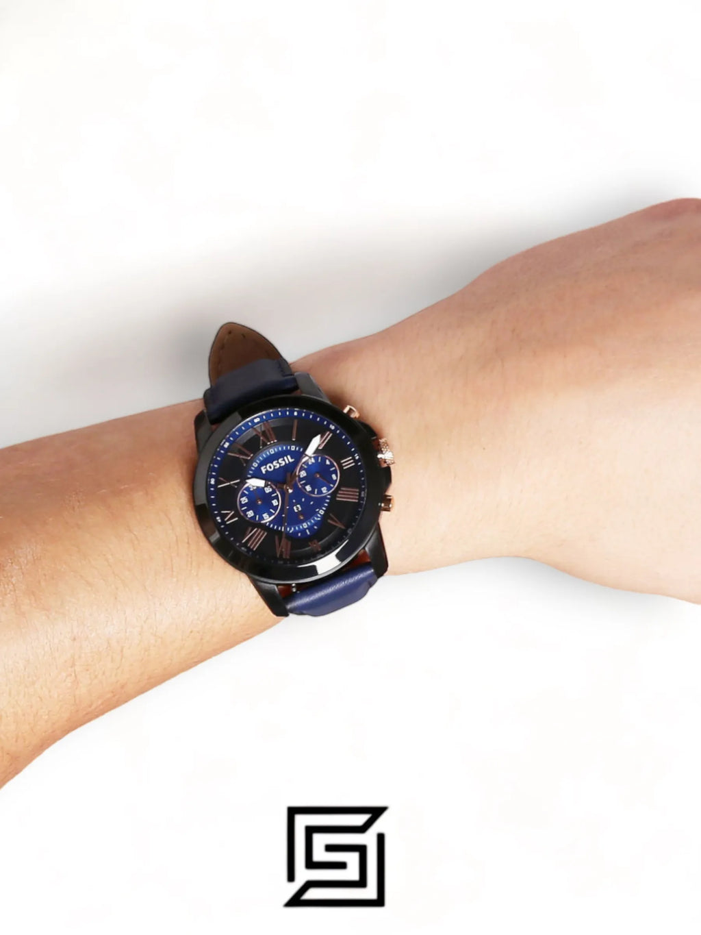 Fossil original-watches Grant Chronograph Navy Leather Watch - FS5061