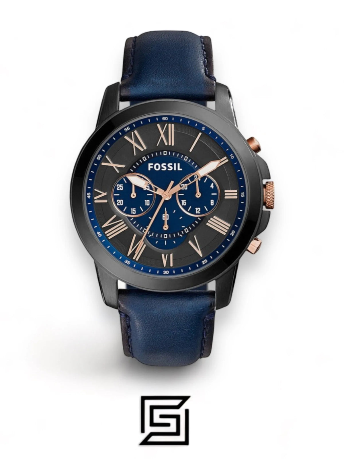 Fossil original-watches Grant Chronograph Navy Leather Watch - FS5061