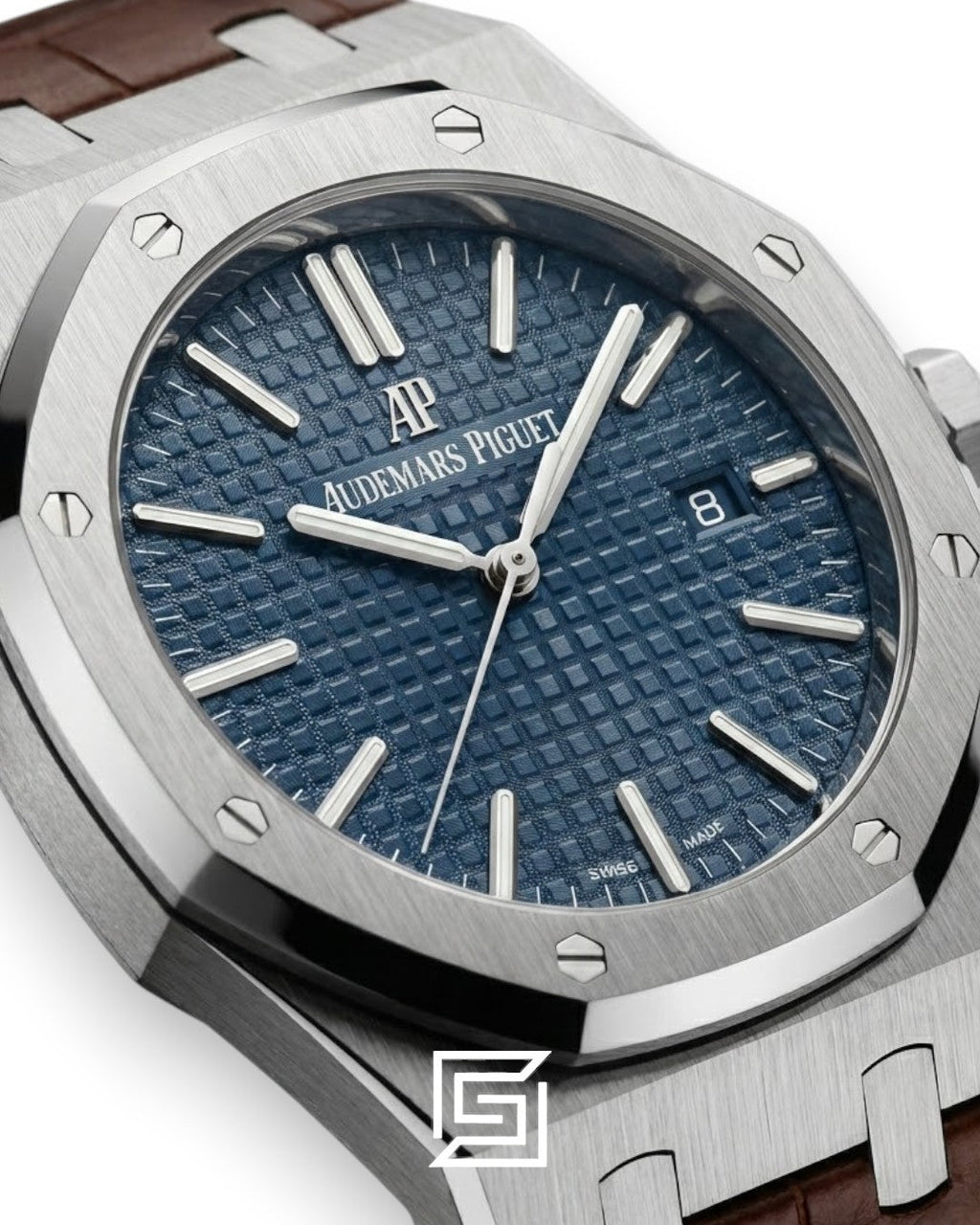 Audemars Piguet Royal Oak – Blue Dial – Brown Leather Strap – Japanese Quartz