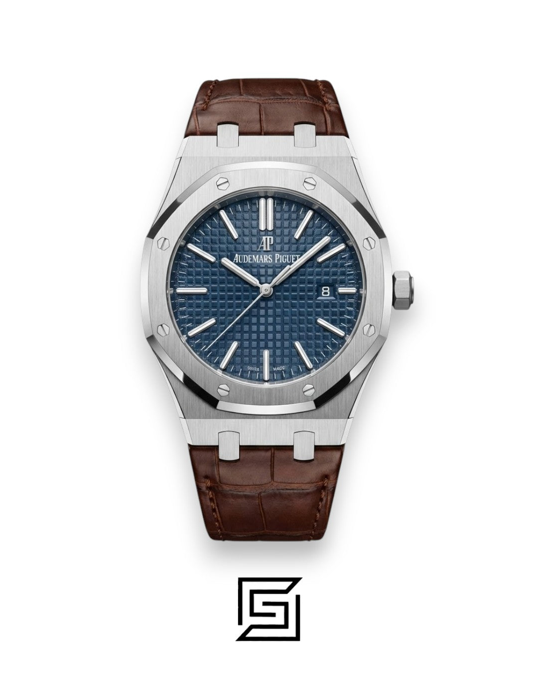 Audemars Piguet Royal Oak – Blue Dial – Brown Leather Strap – Japanese Quartz