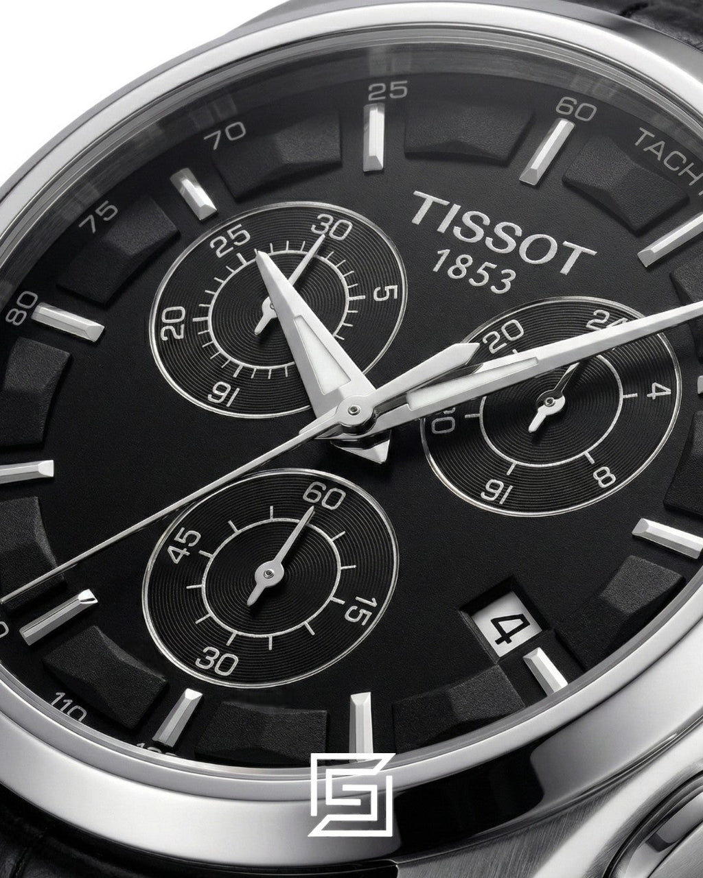 Tissot Couturier Chronograph - Black Dial - Black Leather Strap - Japanese Quartz