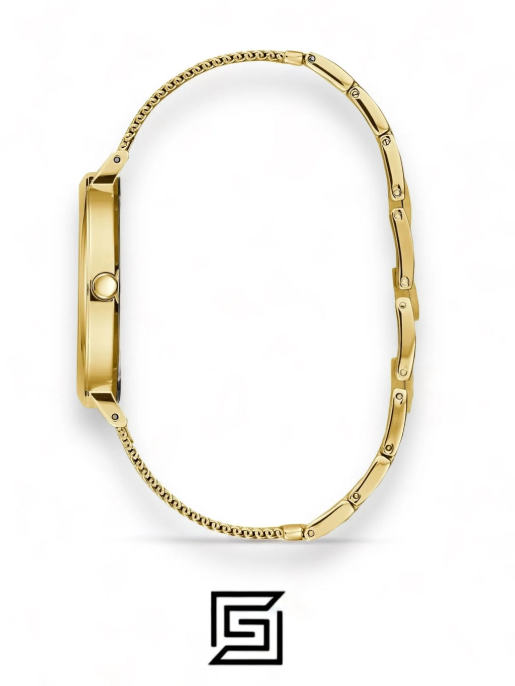 Guess original-watches ساعة لينوكس للنساء، سوار شبكي من الستانلس ستيل، مينا ذهبي - U1155L3