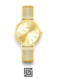 Guess original-watches ساعة لينوكس للنساء، سوار شبكي من الستانلس ستيل، مينا ذهبي - U1155L3