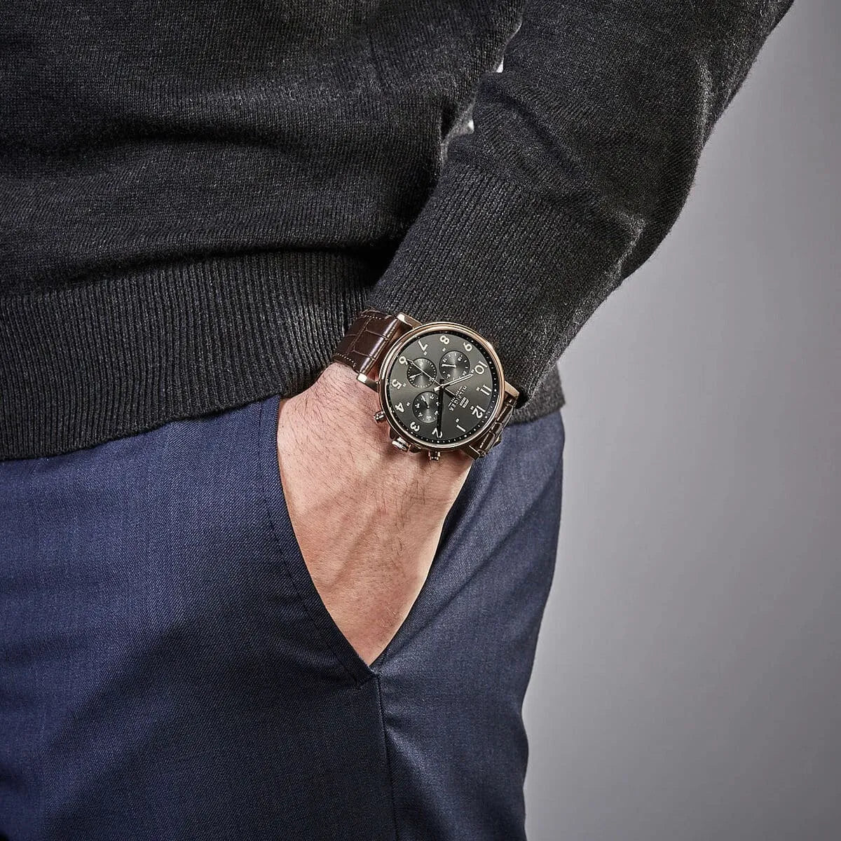 Tommy Hilfiger watches Men's Black Dial Leather Band Watch - 1710379