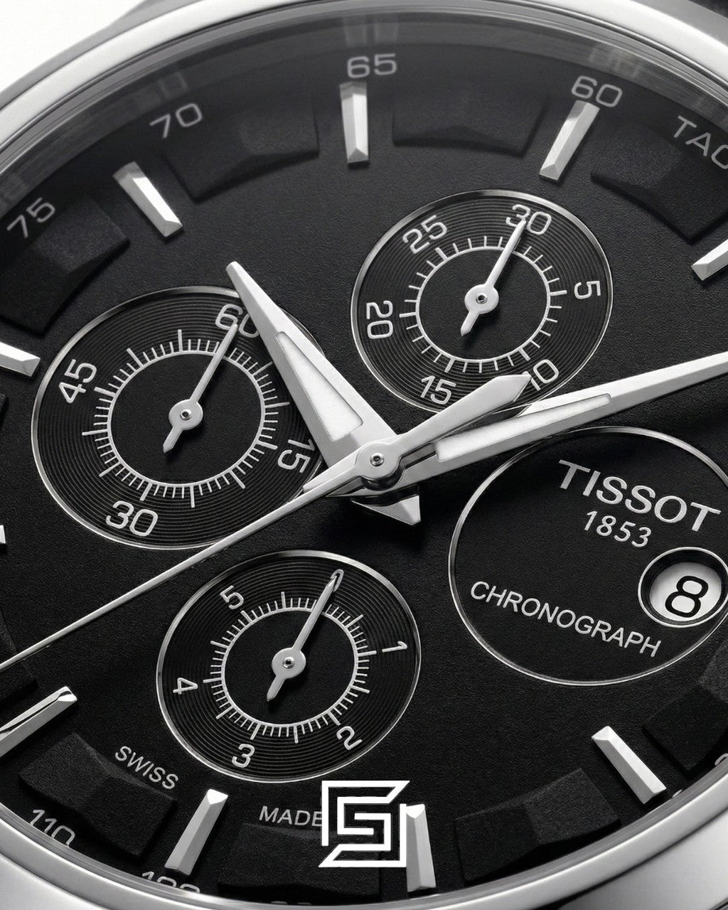 Tissot Couturier Chronograph - Black Dial - Black Leather Strap - Japanese Quartz