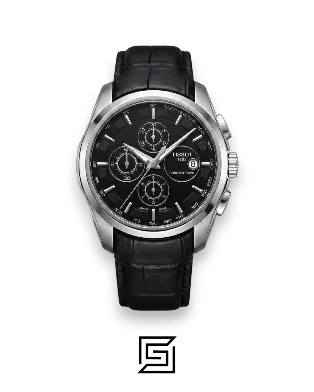 Tissot Couturier Chronograph - Black Dial - Black Leather Strap - Japanese Quartz