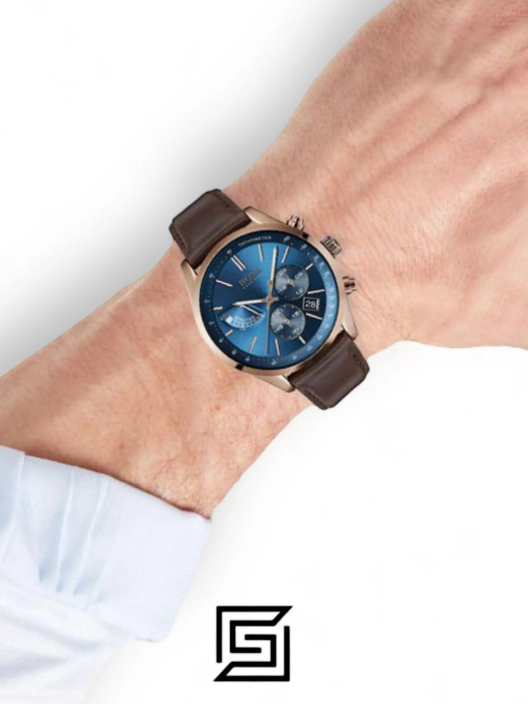 Hugo Boss watches Men's Blue Dial Color Leather Strap Watch - 1513604