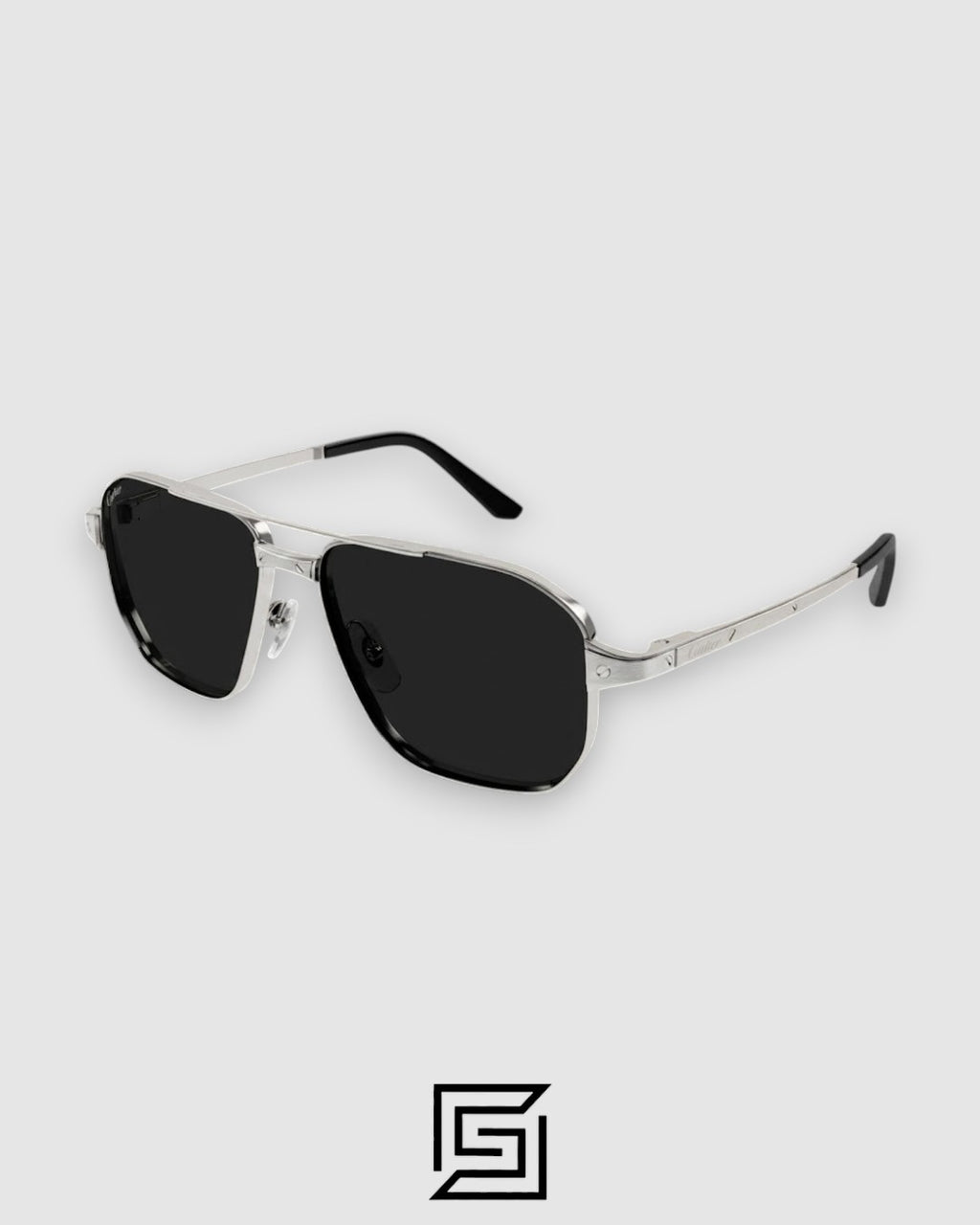 CT0424S - 001 Silver Frame Black Lenses