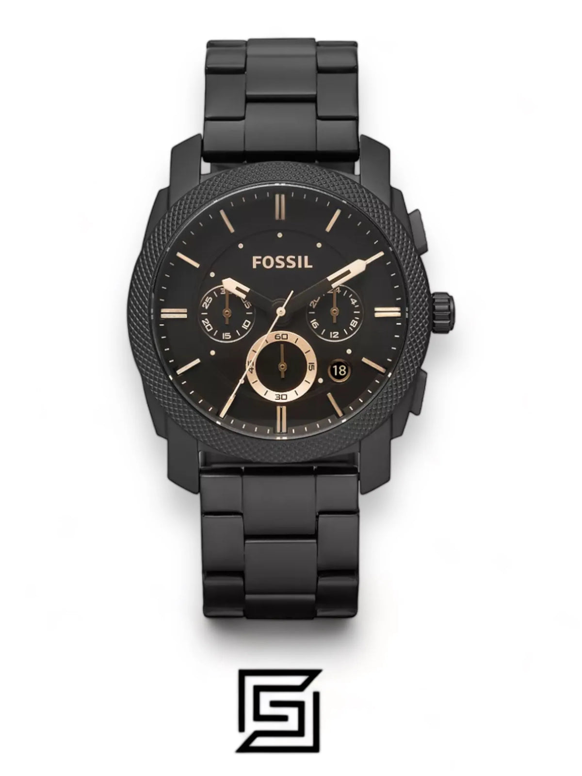 Fossil watches Machine Mid-Size Chronograph Black Stainless Steel Watch - FS4682