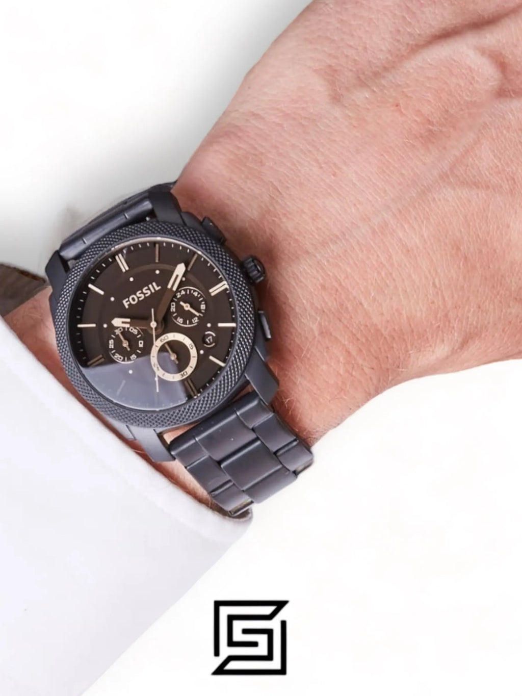 Fossil watches Machine Mid-Size Chronograph Black Stainless Steel Watch - FS4682