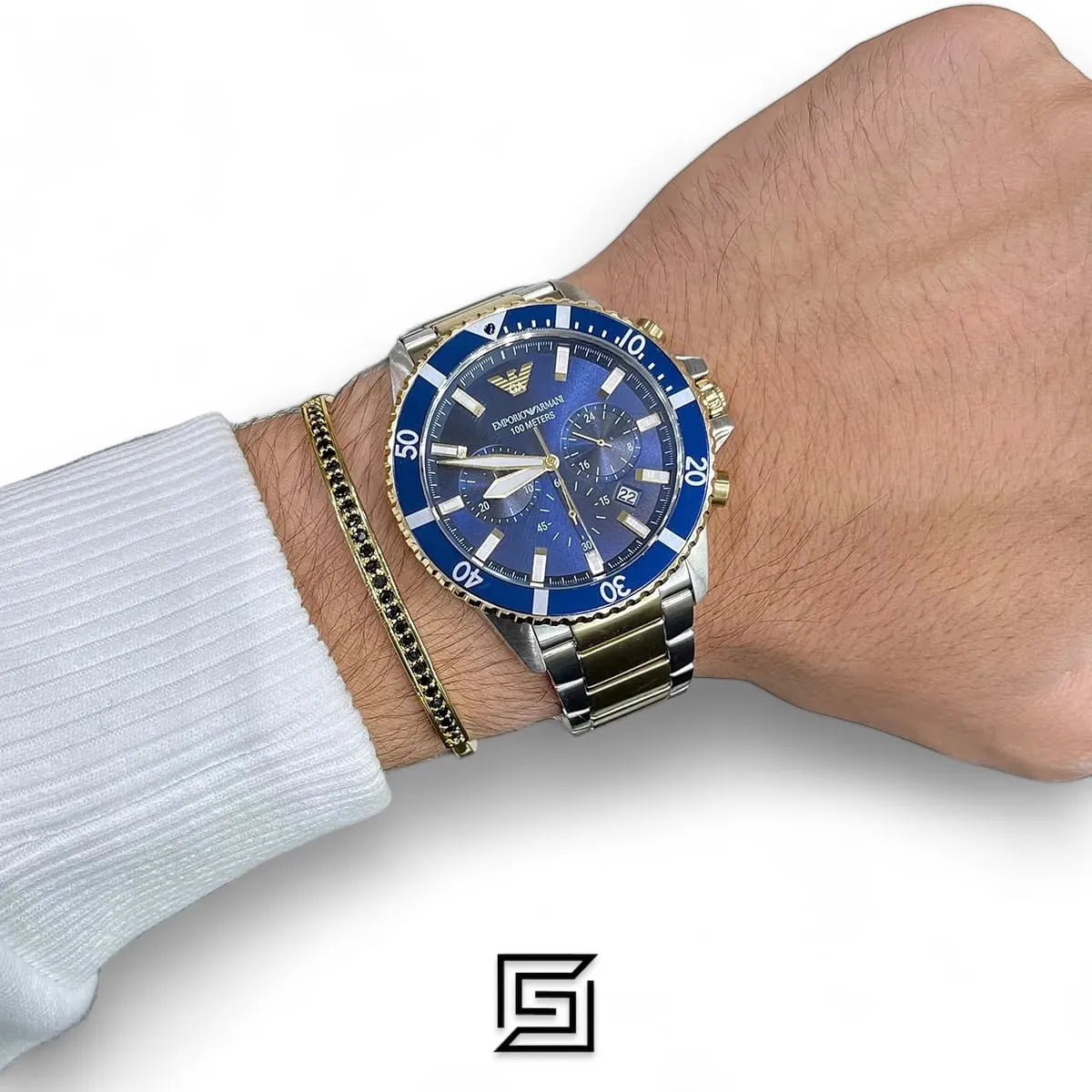 Men's Wrist Watches AR11362 Analog 2T SILVER GOLD Stainless Steel Quartz Round manual