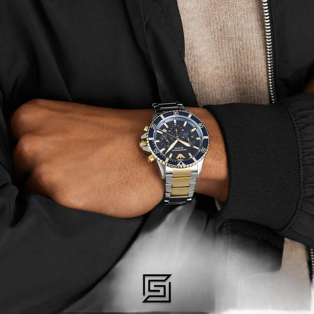 Men's Wrist Watches AR11362 Analog 2T SILVER GOLD Stainless Steel Quartz Round manual