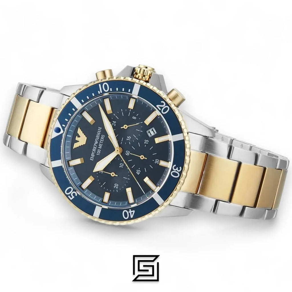 Men's Wrist Watches AR11362 Analog 2T SILVER GOLD Stainless Steel Quartz Round manual