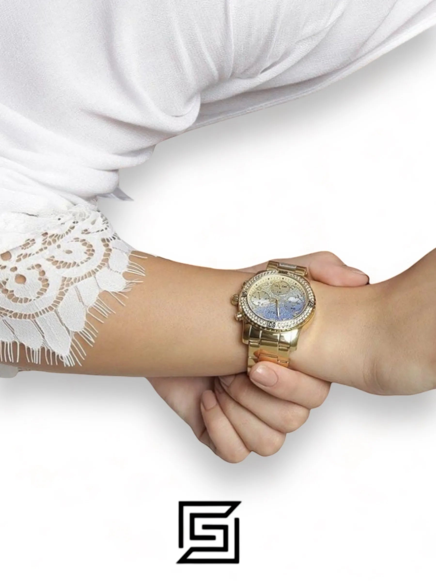 ساعة أنالوج نسائية من Guess مرصعة بالأحجار - W0774L2