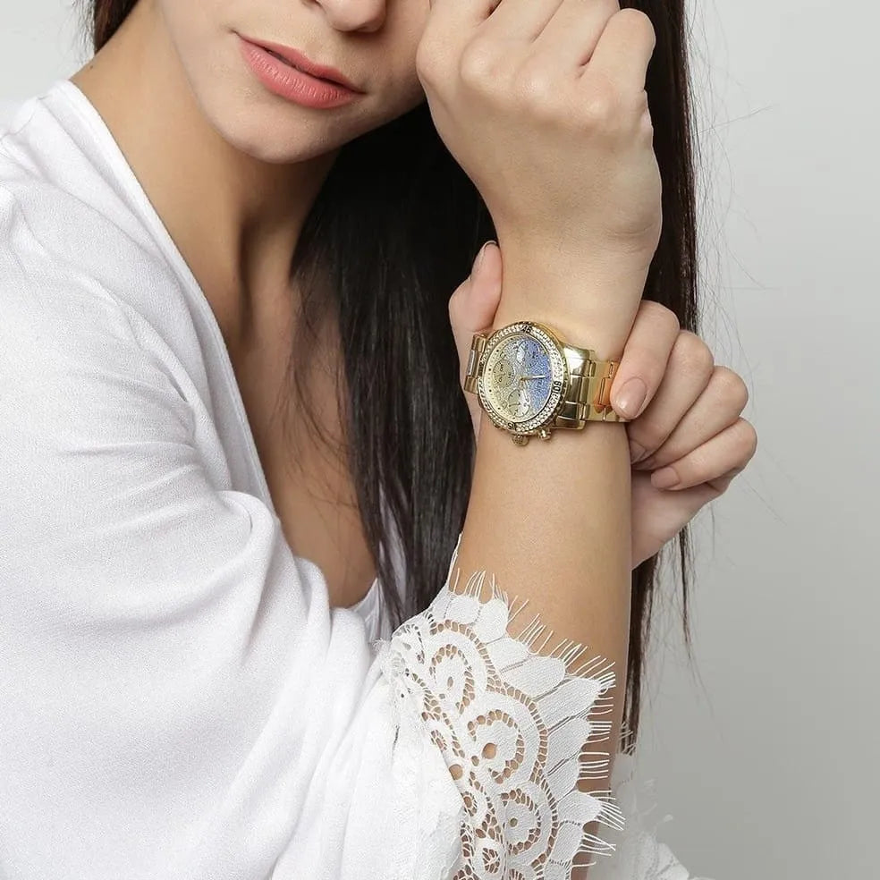 ساعة أنالوج نسائية من Guess مرصعة بالأحجار - W0774L2