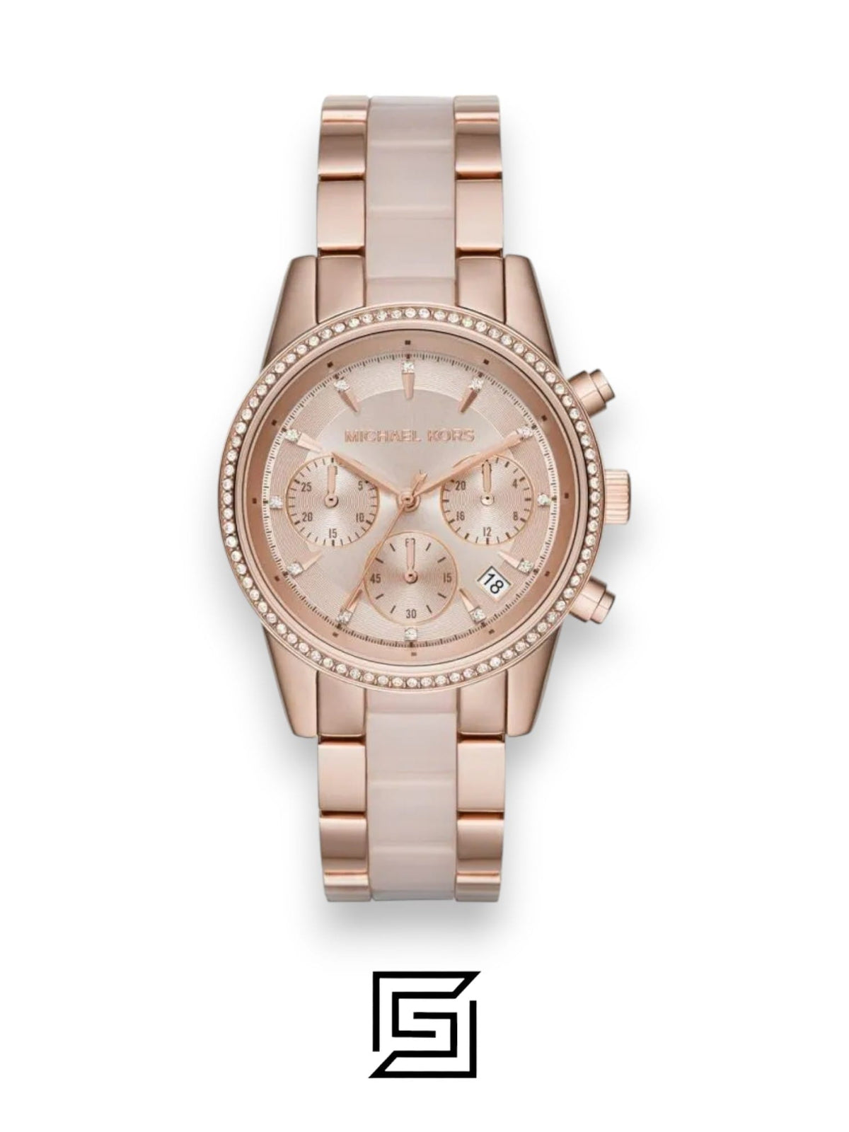 Michael Kors original-watches Ritz Women's Rose Gold Dial Stainless Steel Band Chronograph Watch - MK6307