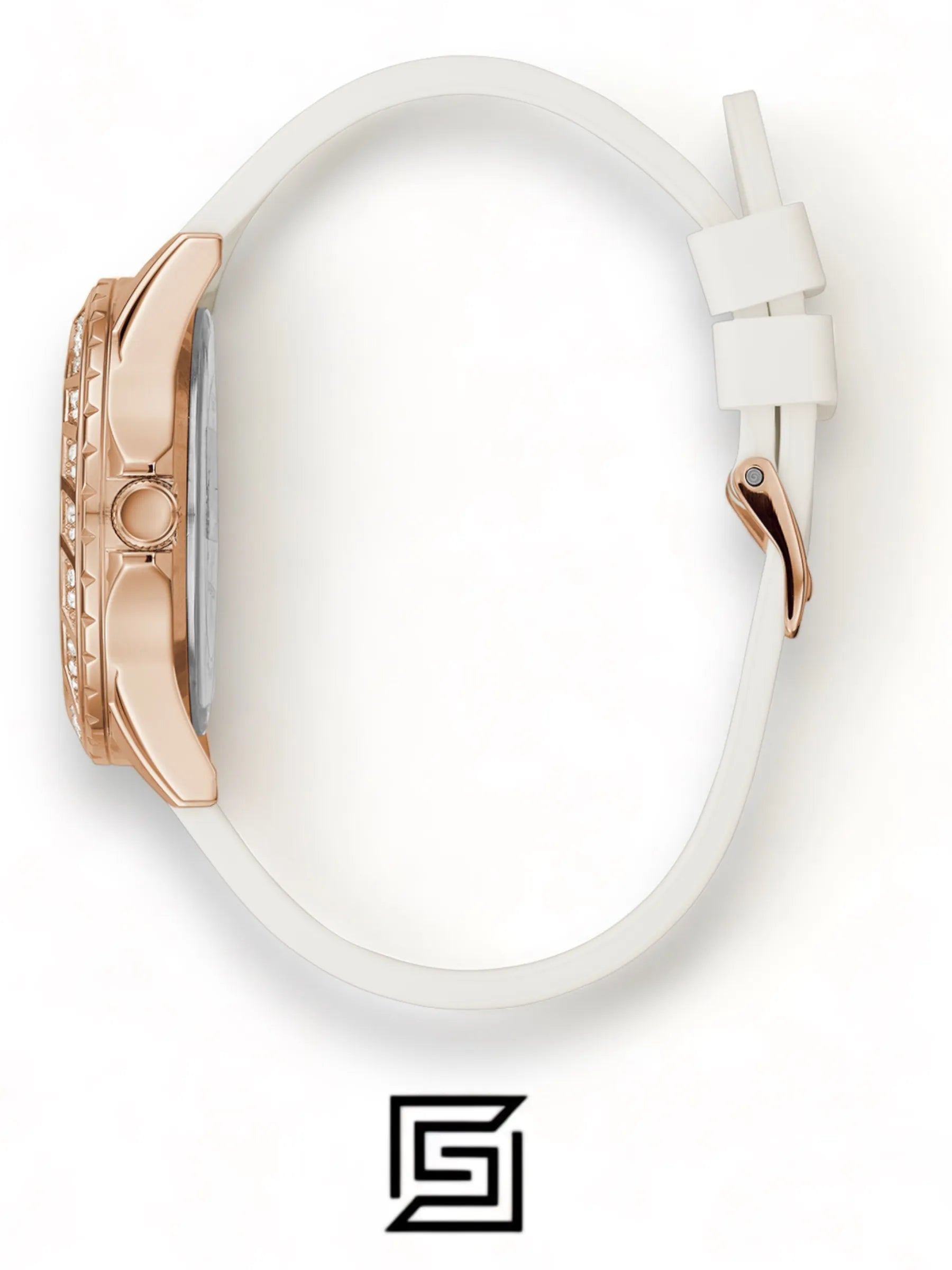 ساعة يد Guess Guess للسيدات بمينا أبيض وسوار من الستانلس ستيل - W1096L2