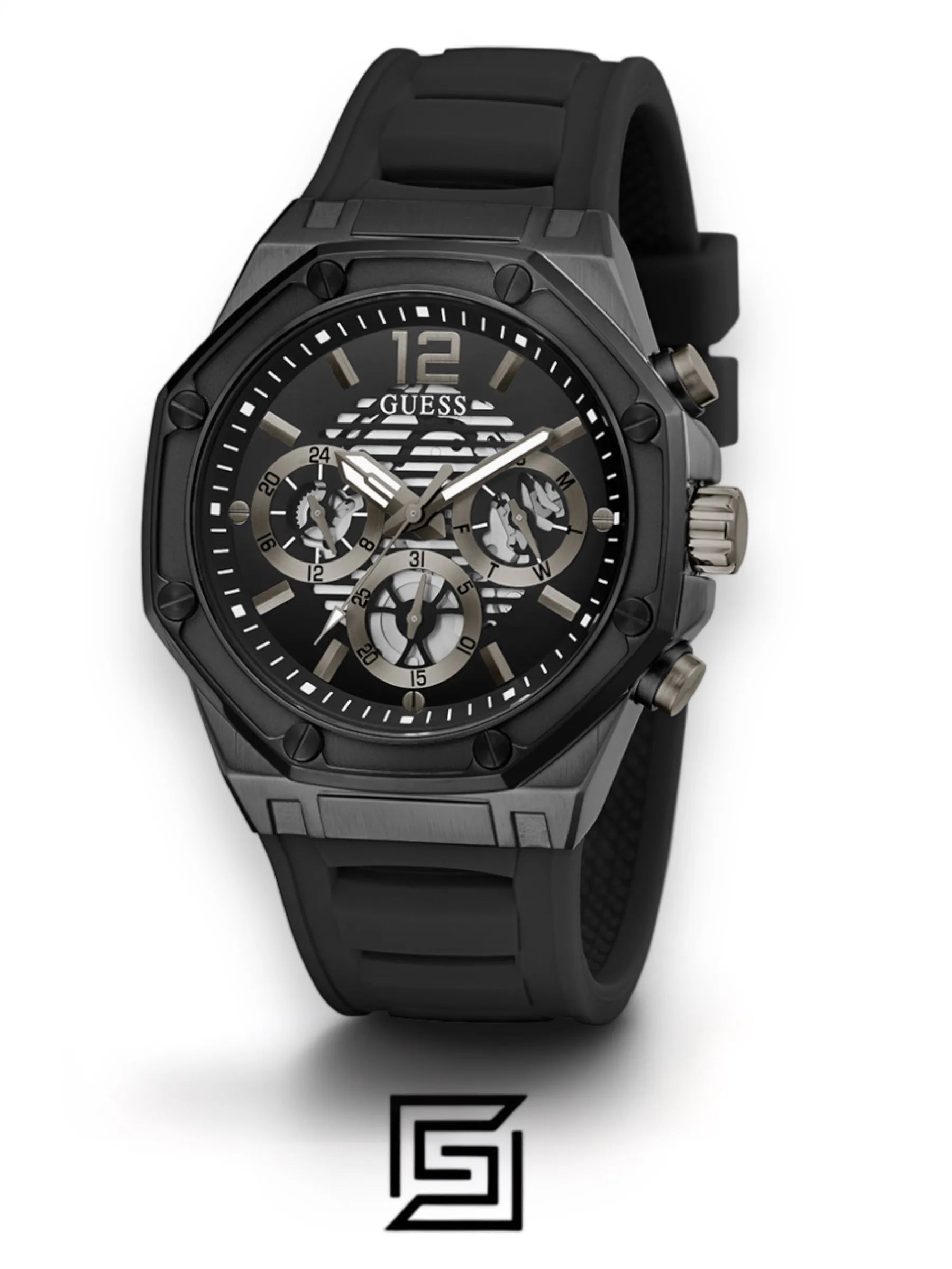 GW0263G4 BLACK CASE BLACK SILICONE WATCH