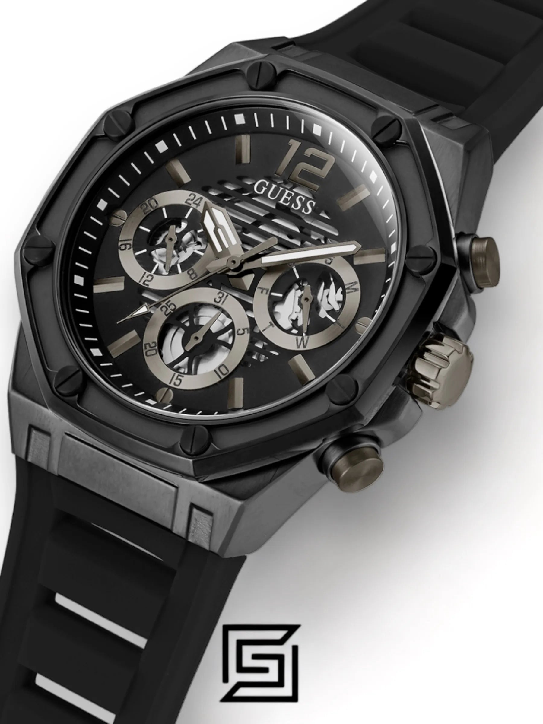 GW0263G4 BLACK CASE BLACK SILICONE WATCH