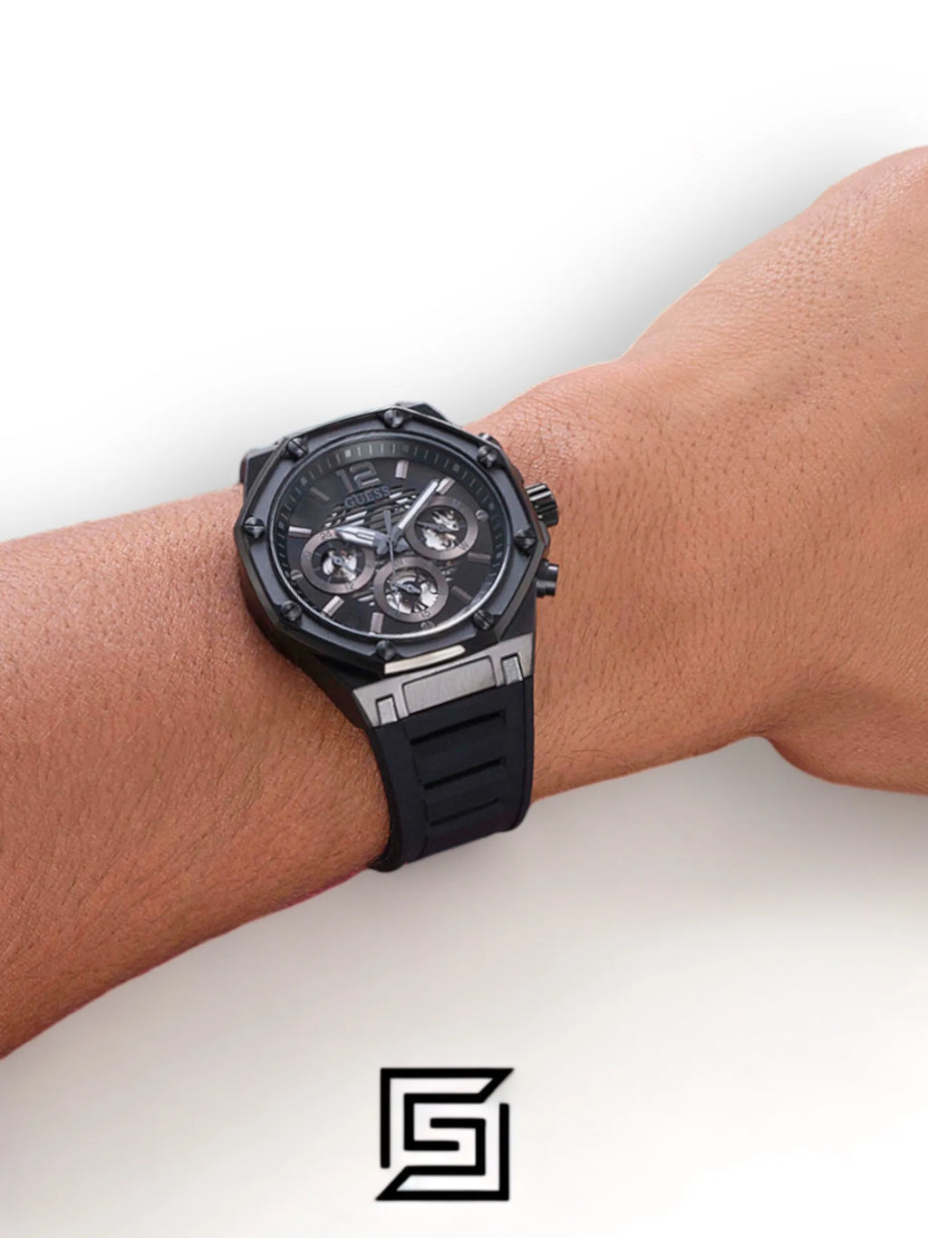 GW0263G4 BLACK CASE BLACK SILICONE WATCH