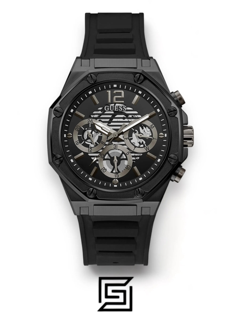 GW0263G4 BLACK CASE BLACK SILICONE WATCH