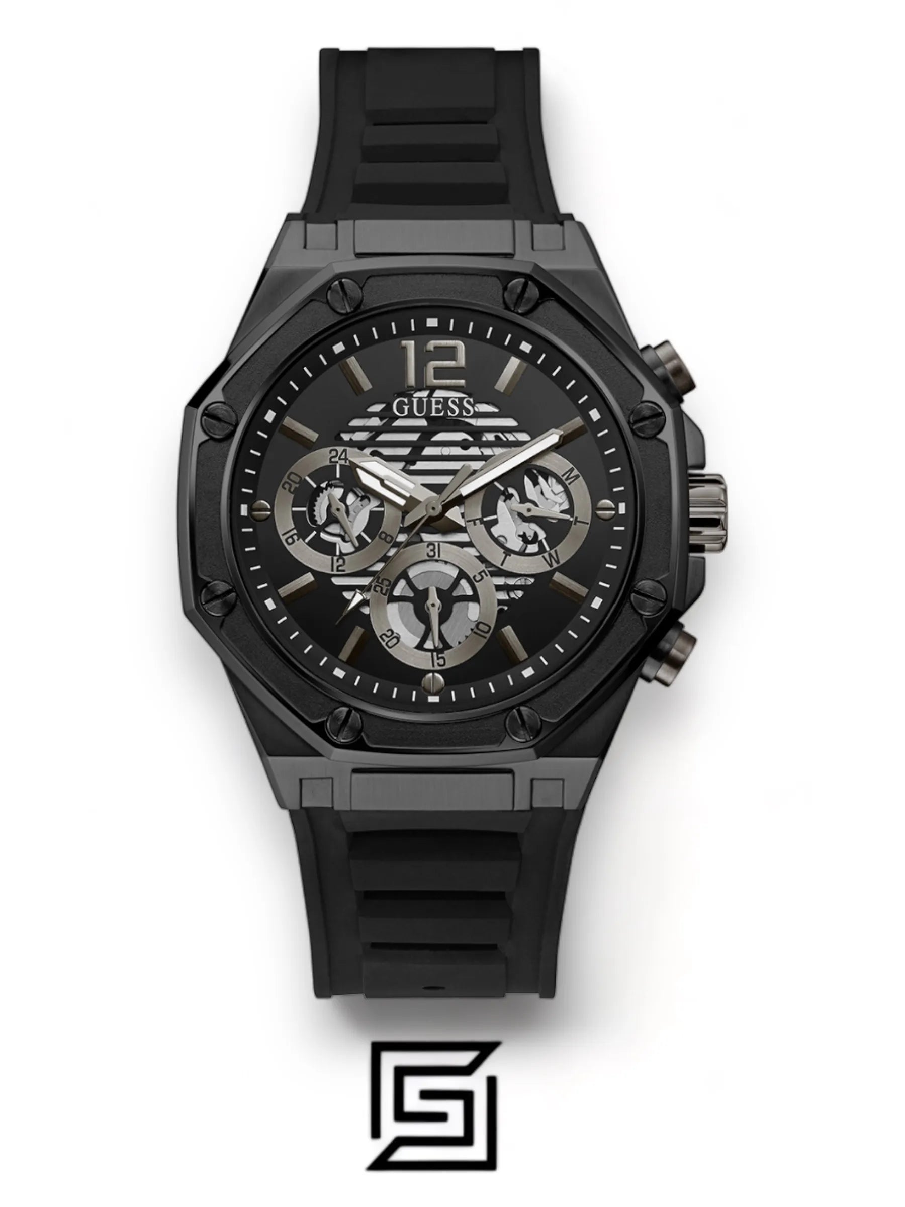 GW0263G4 BLACK CASE BLACK SILICONE WATCH
