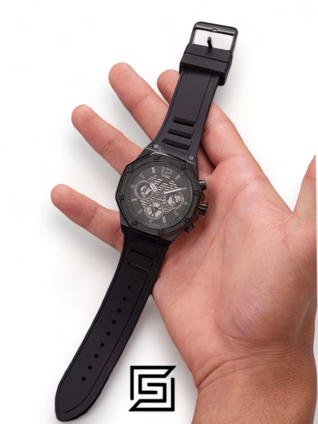 GW0263G4 BLACK CASE BLACK SILICONE WATCH