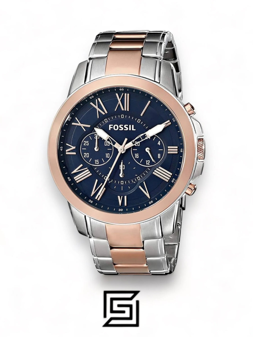 Fossil watches Grant For Men Blue Dial Stainless Steel Band Chronograph Watch - FS5024