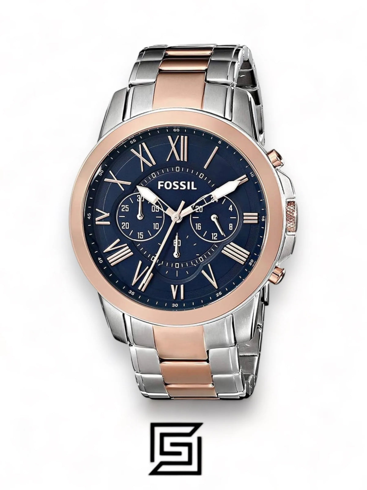 Fossil watches Grant For Men Blue Dial Stainless Steel Band Chronograph Watch - FS5024