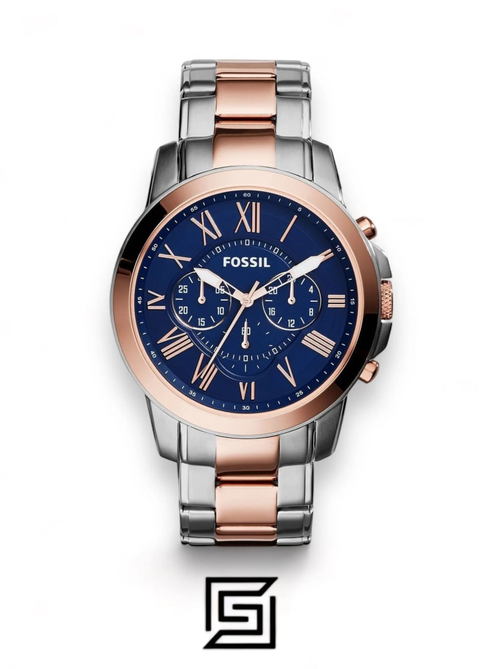 Fossil watches Grant For Men Blue Dial Stainless Steel Band Chronograph Watch - FS5024