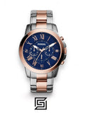 Fossil watches Grant For Men Blue Dial Stainless Steel Band Chronograph Watch - FS5024