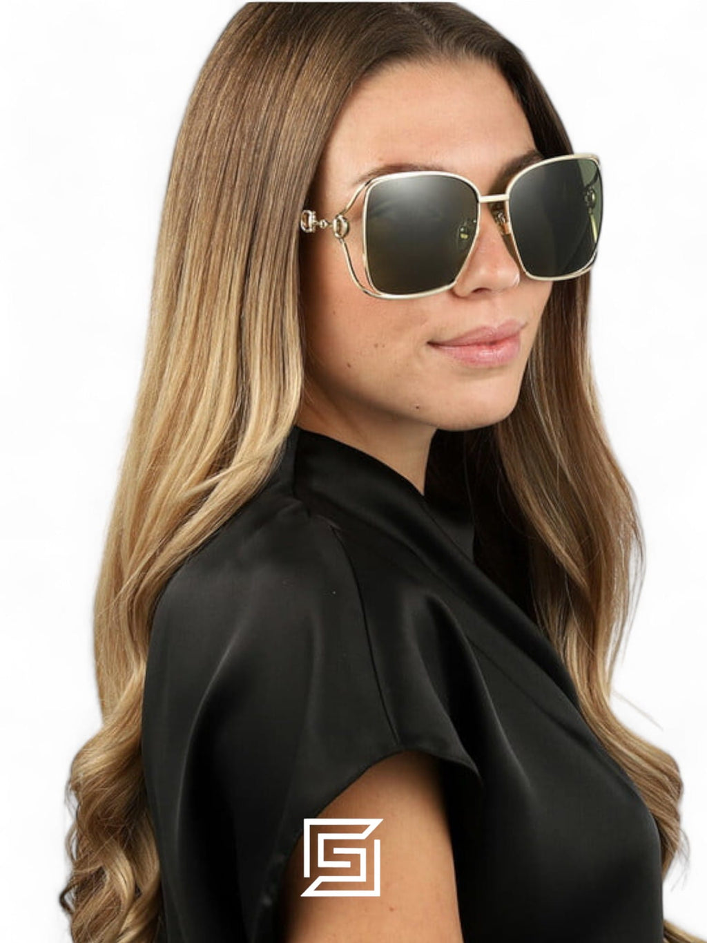 GG1020S 003 Gold Frame Olive Lenses