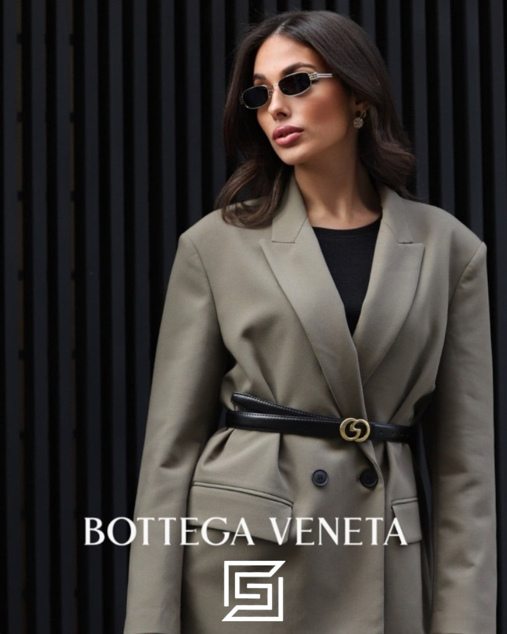 Bottega Veneta BV1381S عدسات سوداء إطار Gunmetal