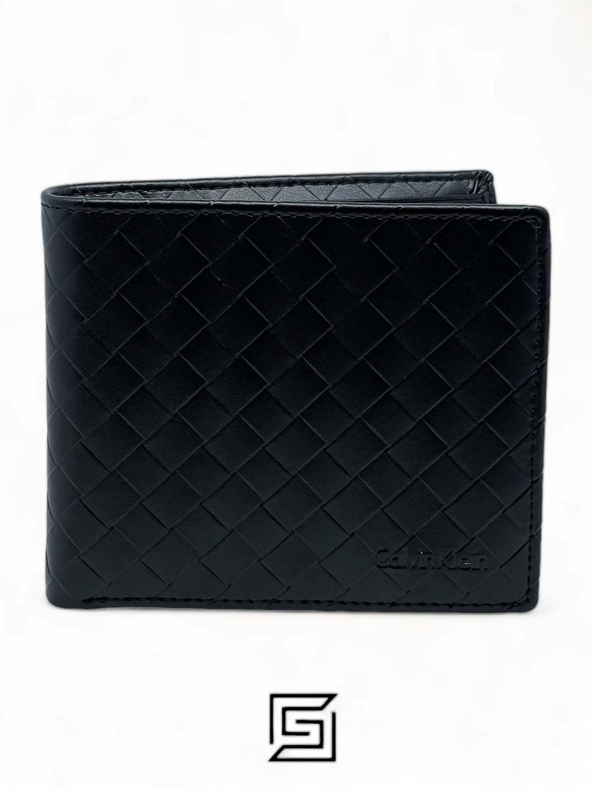 leather CK SINGLE WALLET CHESS PATTIERN /BLACK