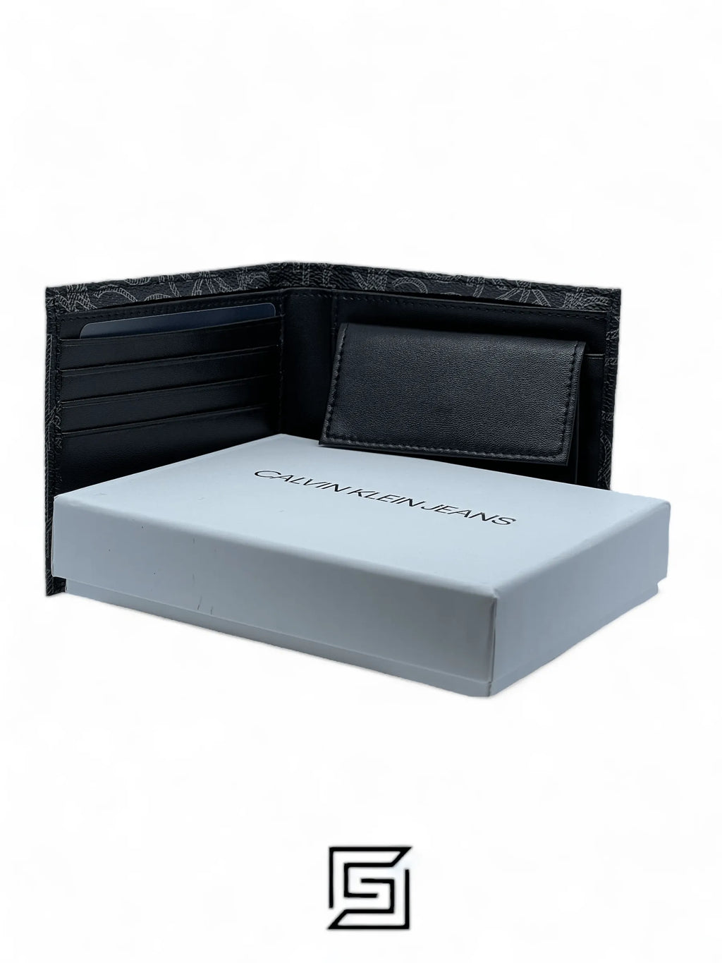 leather CK SINGLE WALLET CK LOGO PRINT PATTIERN /BLACK