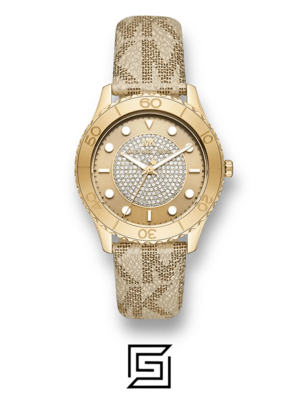 original-watches Michael Kors Women's Runway Stainless Steel Quartz Watch with PVC Strap, Gold, 20 (Model: MK6999)
