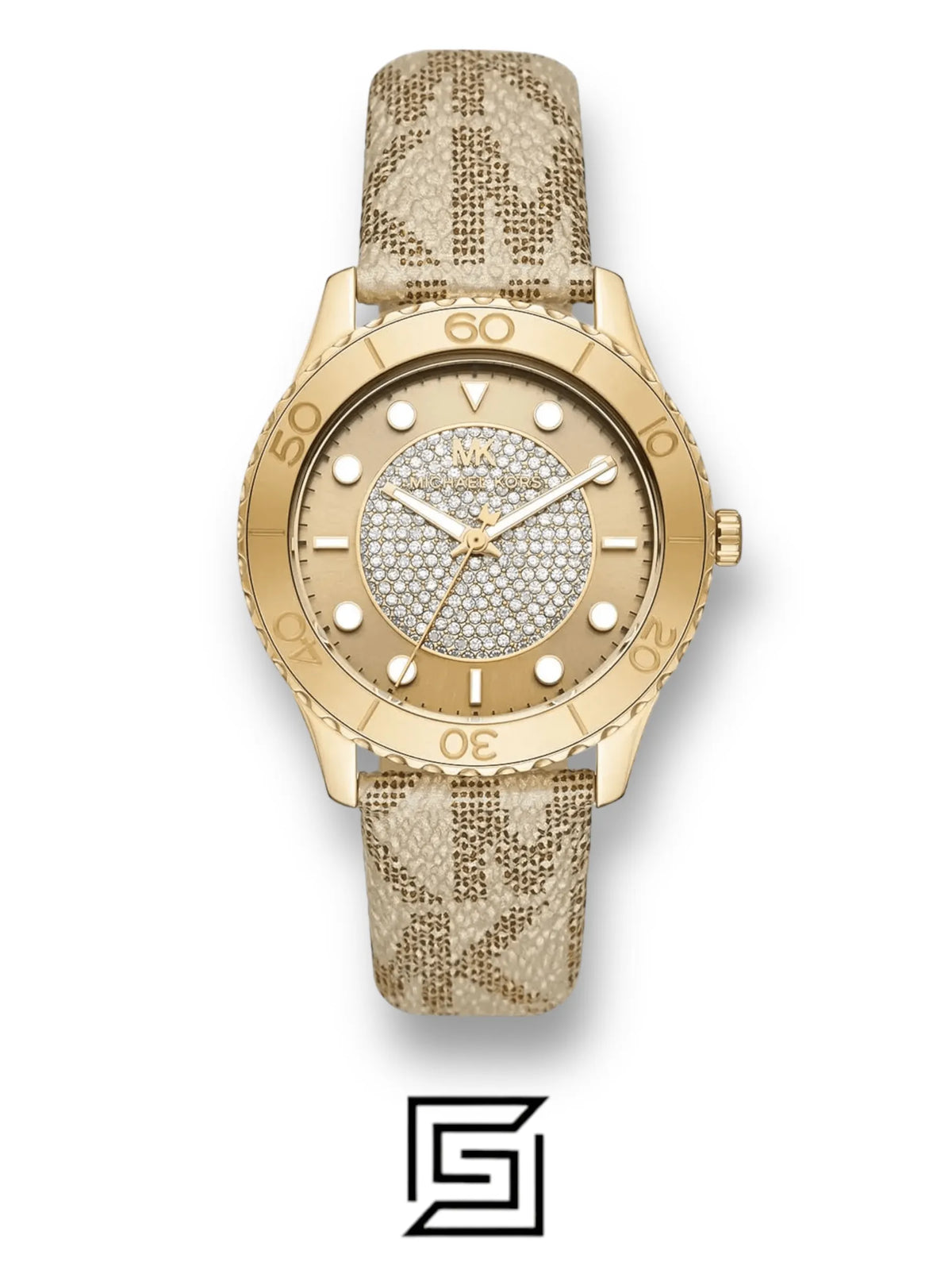 original-watches Michael Kors Women's Runway Stainless Steel Quartz Watch with PVC Strap, Gold, 20 (Model: MK6999)