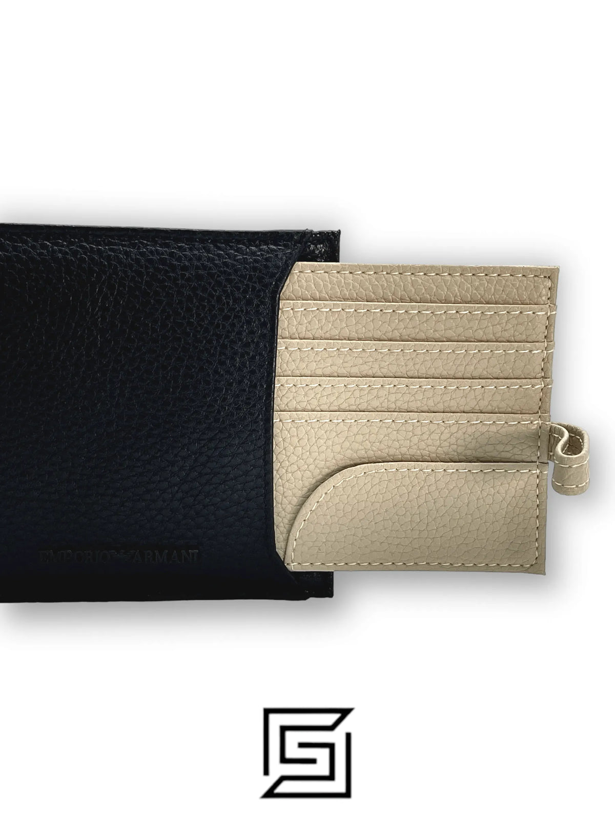 Emporio Armani leather EA SET BELT AND WALLET WITH BIGE CREDIT CARD HOLDER