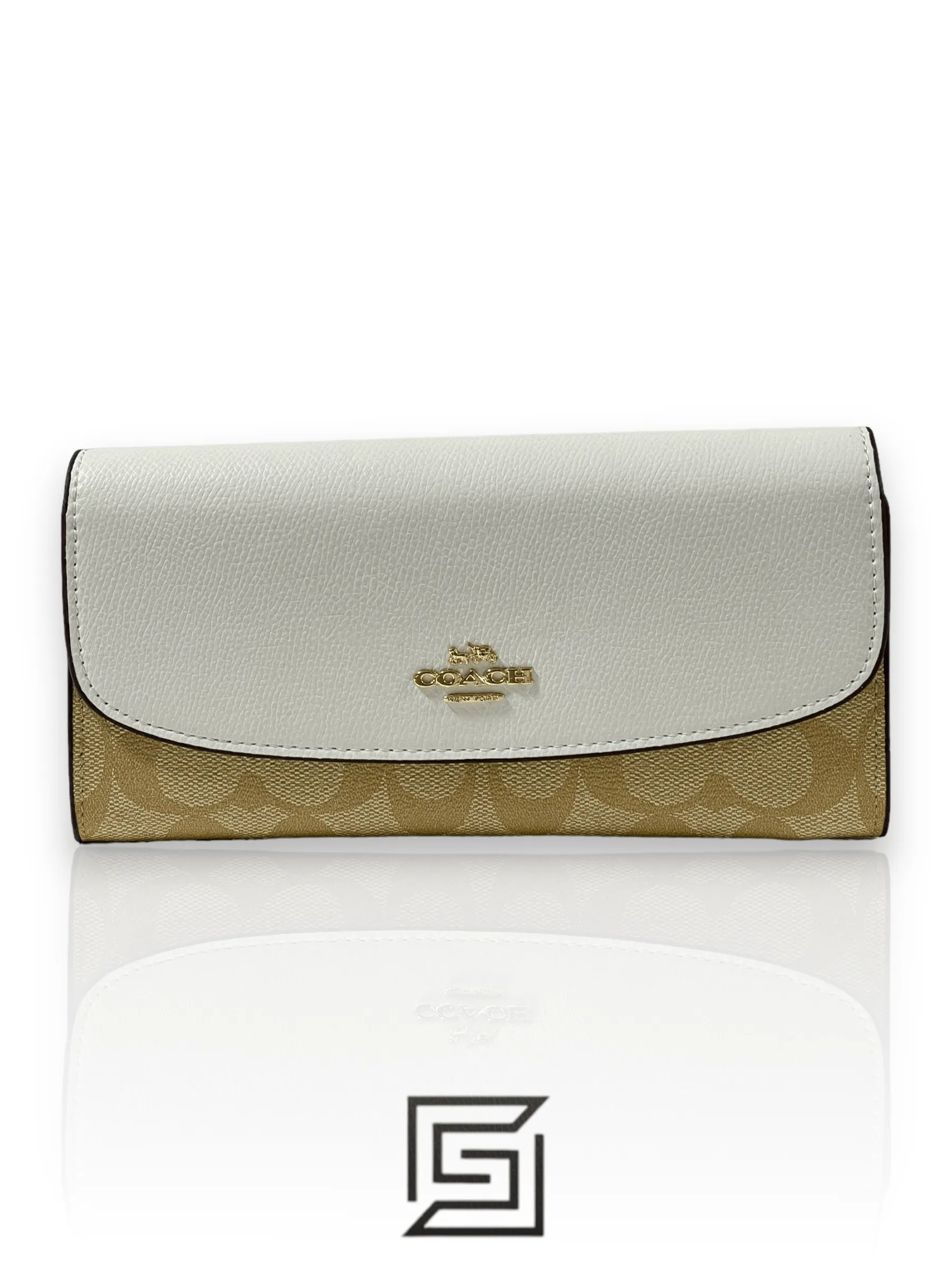 محفظة Coach Slim Envelope في قماش Signature Canvas الأبيض طراز رقم F54022