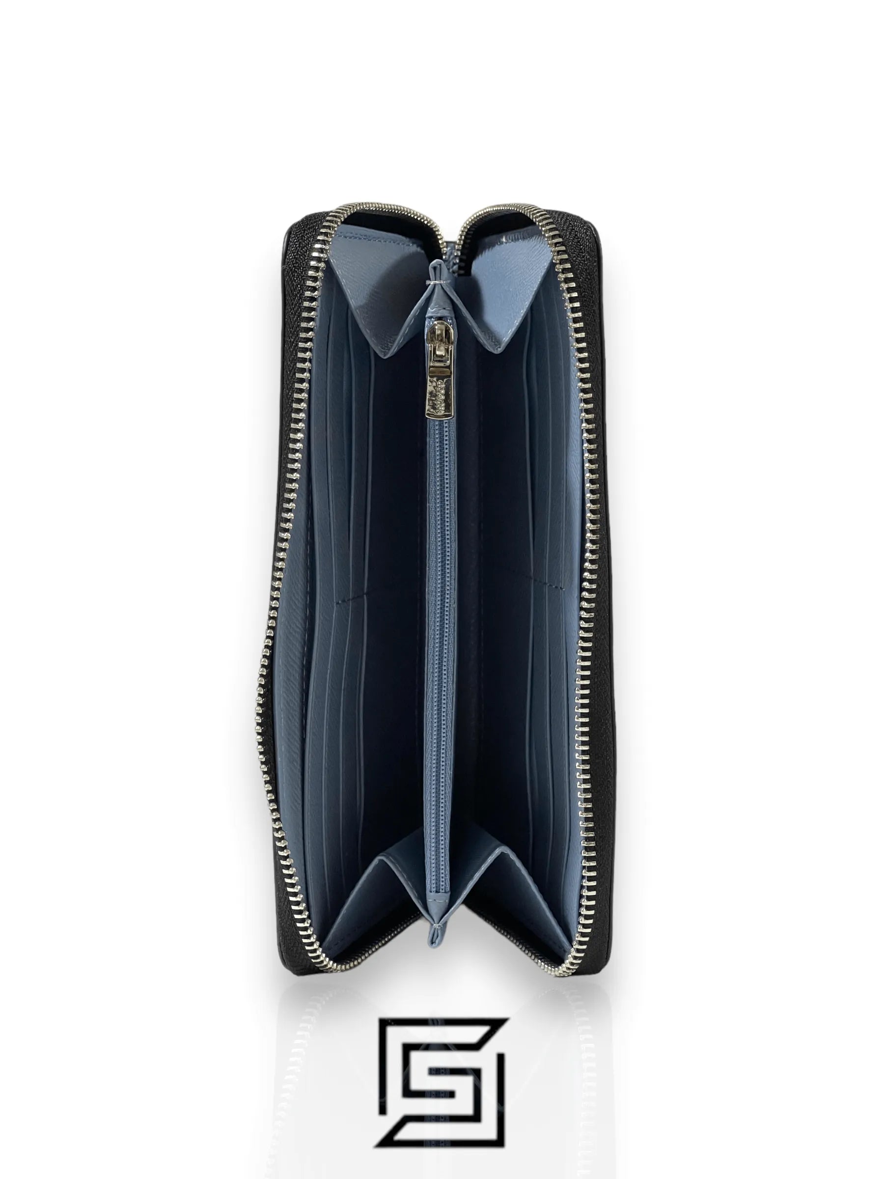 COACH محفظة كوتش طويلة بسحاب دائري على شكل نحلة Accordion أبيض أزرق فاتح F23498