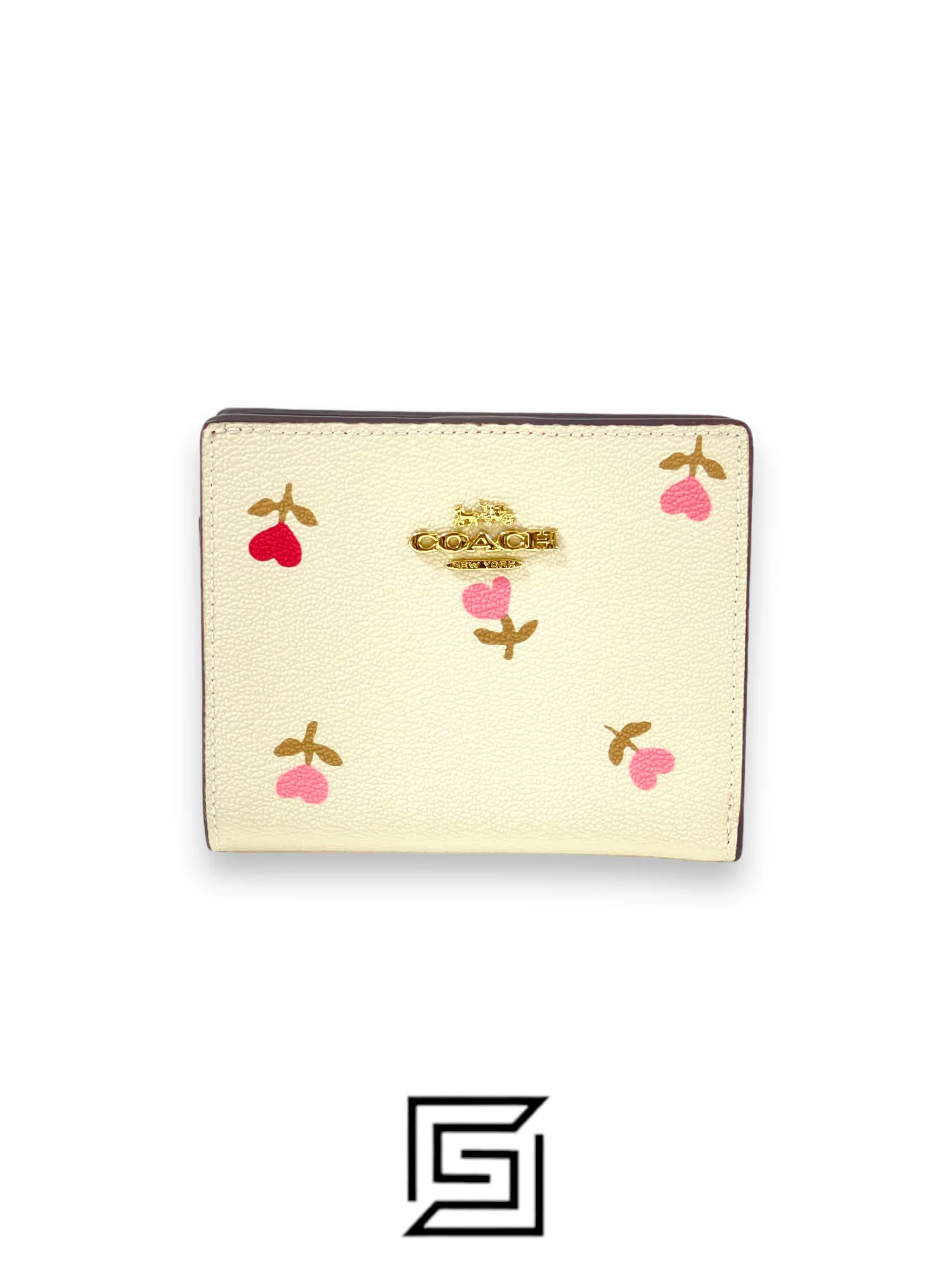 محفظة كوتش بسحاب وطبعة أزهار وقلوب باللون الأبيض رقم الموديل C2868