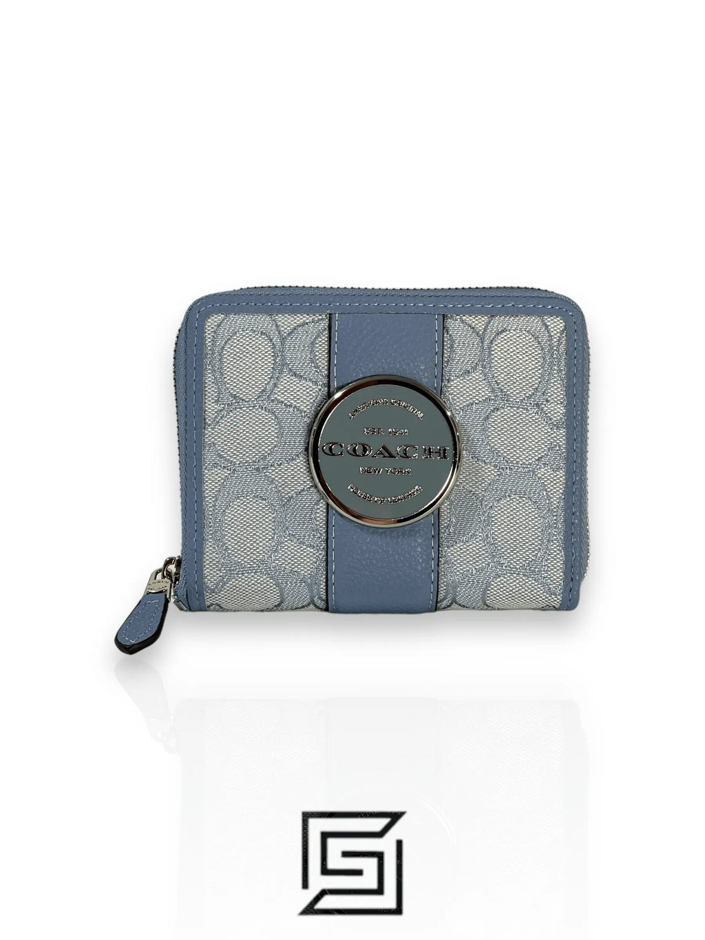 Coach Lonnie Small Zip Around Wallet In Signature Jacquard Blue – Style No. C8323