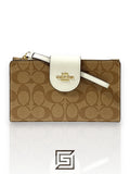 Coach wallets Phone Wallet In Colorblock Signature Canvas Brown x White Style No. C2874
