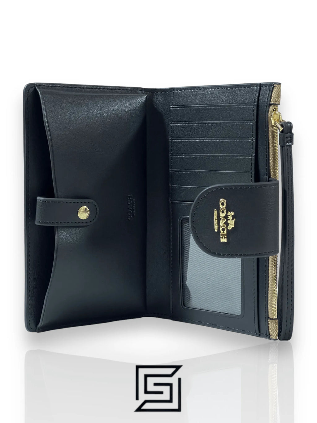 Coach wallets Phone Wallet In Colorblock Signature Canvas Brown x Black Style No. C2874