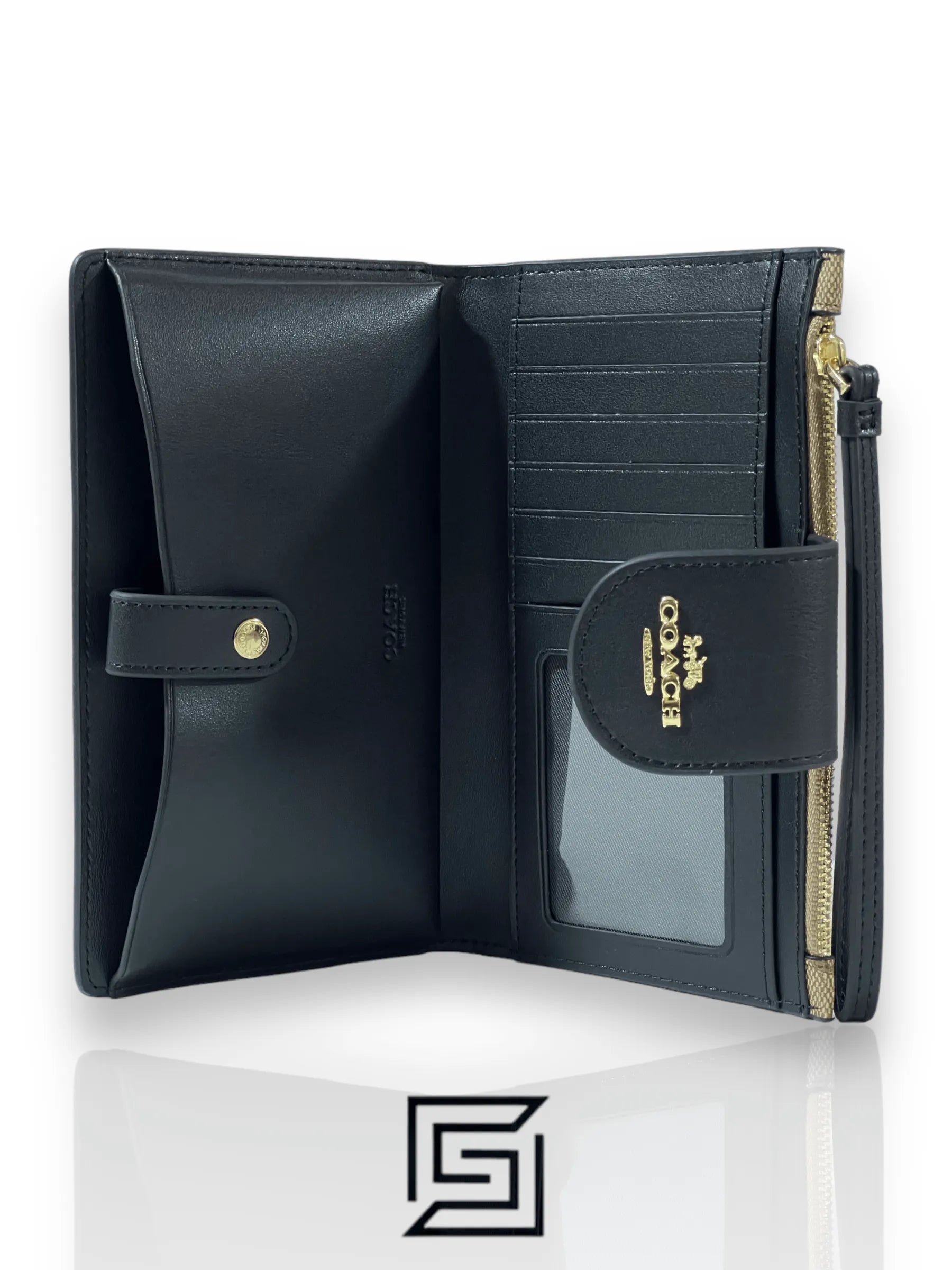 Coach wallets Phone Wallet In Colorblock Signature Canvas Brown x Black Style No. C2874