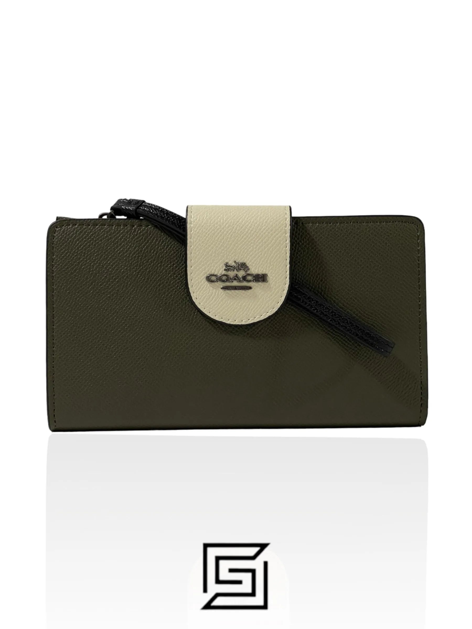 Coach Phone Wallet In Color Army Oil x White C2869